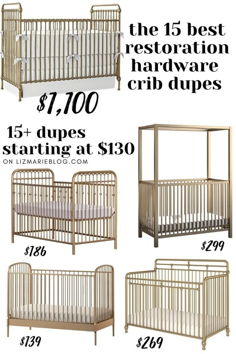 Restoration Hardware Brass Crib Dupe Brass Crib Nursery, Brass Crib, Restoration Hardware Nursery, Restoration Hardware Crib, Iron Crib, Best Baby Cribs, Nursery Interior Design, Cozy Baby Room, Vintage Crib