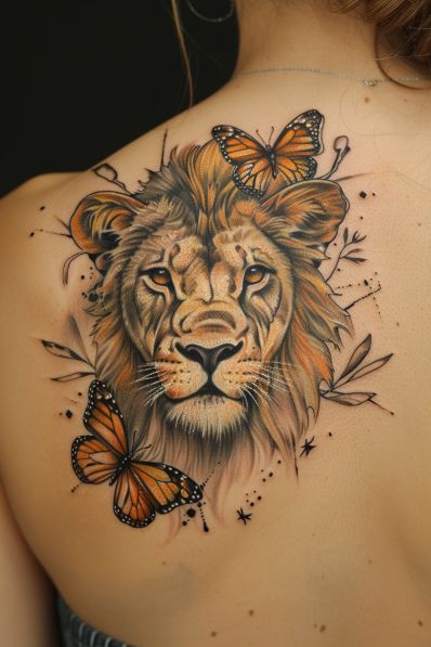 35+ Majestic Lion Tattoo Ideas Lion Tattoo With Mandala, Female Lion Tattoo For Women Arm, Lion Tattoo Design Women, Female Lion Tattoo Stencil, Forearm Tattoo Women Lion, Lion Tattoo For Women Shoulder, Woman Lion Tattoo, Lion Shoulder Tattoos For Women, Lion Female Tattoo