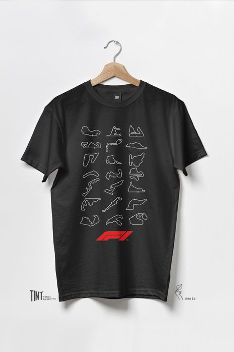 F1 Tshirt Ideas, F1 Bio Ideas, F1 Tshirt Designs, Car Tshirt Design, F1 Clothes, F1 Circuits, Motorsport Clothing, Inspirational Tshirts, Car Shirts