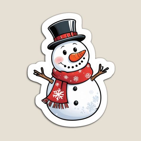 Get my art printed on awesome products. Support me at Redbubble #RBandME: https://www.redbubble.com/i/magnet/Jolly-Snowman-with-Red-Scarf-and-Black-Hat-Christmas-Sticker-by-InkedAndPopped/165796490.TBCTK?asc=u Snowman Sticker, Xmas Stickers, Winter Stickers, Ice Cream Art, Xmas Sticker, Cream Art, Christmas Topper, Cake Printing, Red Scarf