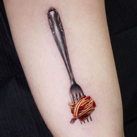 Food Tattoo Ideas, Fork Tattoo, Cooking Tattoo, Culinary Tattoos, Ice Cream Tattoo, Food Tattoo, Avocado Tattoo, Wine Tattoo, Candy Tattoo