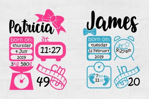 Birth Announcement Svg, Birth Stats Template, Baby Chart, Free Birth, Diaper Party, Cardboard Christmas, Birth Announcement Template, Baby Birth Stats, Baby Layouts