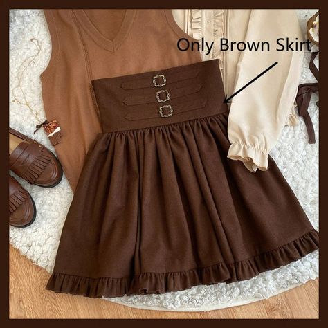 Cottagecore Clothing Renaissance Skirt Fairycore Clothing - Etsy Ruffle Long Skirt, Long Brown Skirt, Kawaii Skirt, Grunge Skirt, Dark Academia Clothing, Short Black Skirt, Gothic Skirts, Brown Skirt, Fashion Design Dress