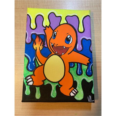 Trippy Charmander painting changes colours under UV & LED lights! (Part 2 in my Pokémon series) Gamer Canvas Painting Diy, Pokemon Paintings Easy, Pokémon Painting Ideas, Nerdy Painting Ideas, Pokemon Acrylic Painting, Kirby Painting Canvas, Charmander Painting, Pokemon Painting Ideas, Squirtle Painting