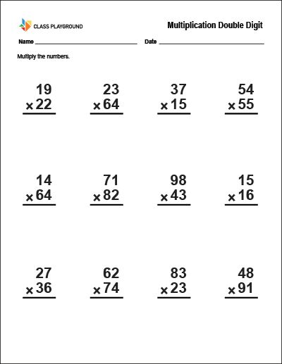 Printable Multiplication Double Digit  Worksheet Maths Worksheet For Class 3 Multiplication, Multiplication Two Digit By Two Digit, Double Digit Multiplication Worksheets, Multiplication For Grade 2, Math For Grade 2, Multiply Worksheet, Multiplication Worksheets 4th Grade, 2 Digit Multiplication Worksheets, Multiplication Practice Worksheets