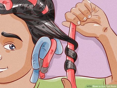 How to Use Curl Rods: 14 Steps (with Pictures) - wikiHow Curling Hair With Foam Rods, How To Use Twister Rollers For Hair, Curling Hair With Rods, Flexible Rods Curls, Hair Rods Curls Tutorials, How To Use Hair Rods, How To Use Bendy Rollers In Hair, How To Roll Hair With Flexi Rods, Flexi Rod Tutorial