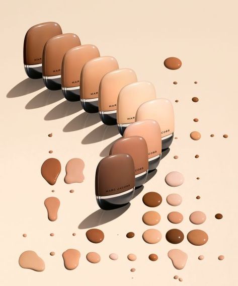 Marc Jacobs' new foundation line #MarcJacobs #beauty #makeup #foundation Foundation Packaging, Concealer Swatches, Cosmetic Photography, Foundation Tips, Makeup Ads, Wedding Day Makeup, Marc Jacobs Beauty, Cosmetics Photography, Photography Product