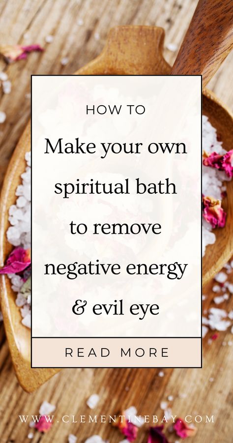 A spiritual bath is a great go-to ritual to include in your spiritual hygiene routine. Click here to learn what exactly a spiritual bath is and read about spiritual bathing throughout history, the element of water in witchcraft and how to make your own energy cleansing bath to remove evil eye and negative energy. I have also included alternative tools and ingredients as well as optional steps! Bath To Remove Toxins, New Moon Bath Ritual Recipe, Bath Magic Spells, What To Add To Bath Water, Spiritual Cleansing Ritual, Energy Cleanse Bath, Bath Cleanse Ritual, Sick Bath Soak, Cleansing Bath Ritual Recipe