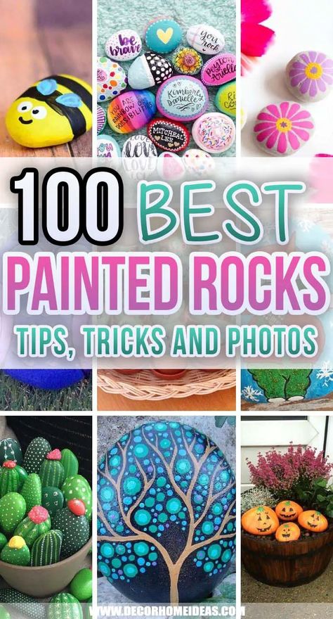 via @decorhomeidea Fish Rock Painting Ideas Easy, Rock Painting Patterns Free Printable, How To Paint Rocks For Outside, Tree Painted Rocks, Painting Rocks Ideas Easy, Rock Crafts Diy, Real Fairy, Painted River Rocks, Ancient Trees