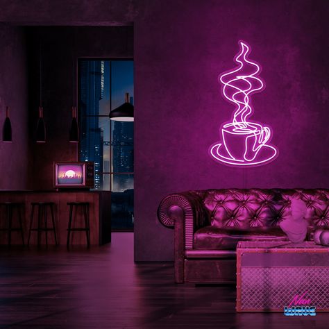 Café - 120 cm / Gelb Special Design Chandelier, Cozy Interior Design, Neon Sign Art, Neon Wall Signs, Neon Wall Art, Neon Decor, Beauty Room Design, Neon Sign Bedroom, Personalized Neon Signs