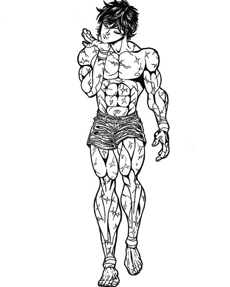 Baki Hanma Drawing Sketch, Baki Drawing Pose, Baki Hanna Tattoo, Baki Drawing Sketch, Baki Hanma Tattoos Ideas, Baki Hanma Drawing Easy, Yujiro Hanma Drawing, Manga Art Drawing, Baki Hanma Tattoo