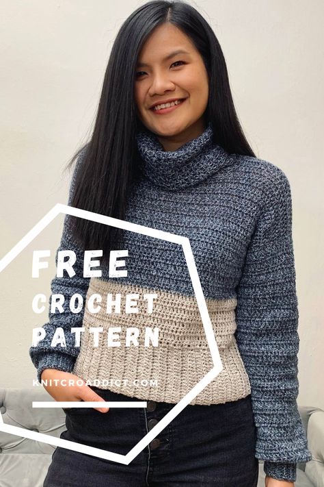 Crochet Turtleneck, Knitting Dresses, Sweater Tutorial, Beau Crochet, Crochet Sweater Pattern Free, Crochet Jumper, Sweater Patterns, Crochet Turtle, Crochet Tops Free Patterns