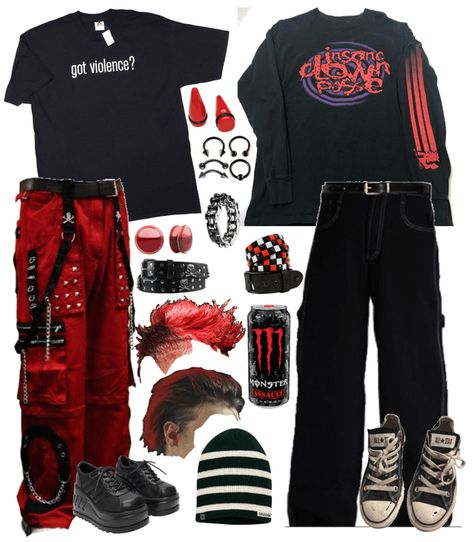 Juggalo Aesthetic Outfit, Juggalo Outfit, Punk Outfits Women, Tomboy Core, Punk Outfits Men, Cute Emo Outfits, Emo Fits, Alt Clothes, Alt Outfits