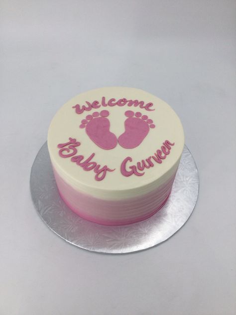 Welcome Baby Girl Cake Ideas, Baby Shower Cake Designs Simple, Baby Welcome Cake, Welcome Baby Girl Cake, Welcome Cake, Welcome Baby Cake, Happy Marriage Anniversary Cake, Baby Cake Design, Welcome Home Cakes