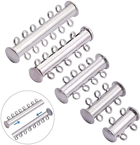 Amazon.com: PH PandaHall 12pcs 6 Sizes Multi Strand Slide Magnetic Tube Lock Clasp Connectors Layering Clasp for Necklace Bracelet Making (2-8 Strands), Platinum Clasps For Jewelry, Leather Cord Bracelets, Magnetic Lock, Jewelry Clasps, Cord Bracelets, Toggle Clasp, Sewing Stores, Multi Strand, Leather Cord