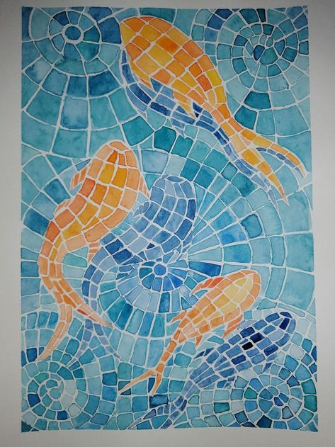 My mosaic project | Skillshare Student Project Paper Mosaic, Painting Art Lesson, Gcse Art, Student Project, Mosaic Projects, Poster Colour, Online Class, Visionary Art, Video Lessons