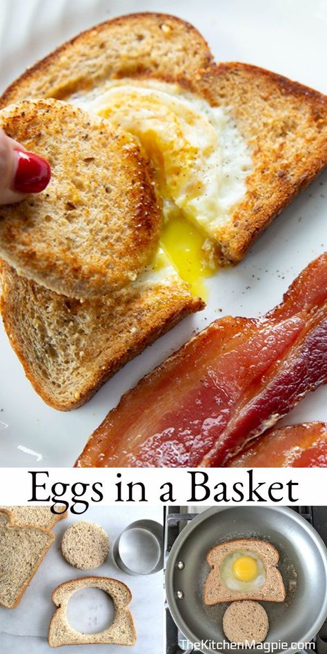 Eggs Breakfast Recipes, Toad In A Hole, Fried Egg On Toast, Eggs In A Basket, Canned Butter, Eggs Breakfast, Big Breakfast, Piece Of Bread, Healthy Snacks Easy