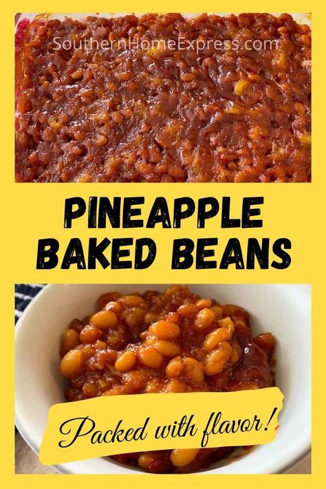 Beans In Slow Cooker, Pineapple Baked Beans, Boston Baked Beans Recipe, Pineapple Baked, Traditional English Breakfast, Cheap Side Dishes, Boston Beans, Simple Baked Beans Recipe, Easy Baked Beans