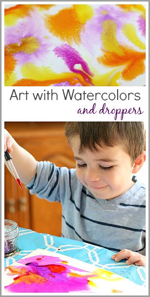 Art for Kids: Painting with Watercolors and Droppers - Buggy and Buddy Process Art For Kids, Painting With Watercolors, Kids Painting, Liquid Watercolor, Preschool Arts And Crafts, Painting Activities, Kindergarten Art, Art Activities For Kids, Toddler Art