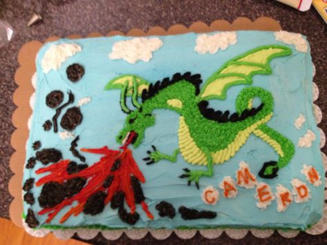 birthday dragon cake for my son Knights And Dragons Birthday Cake, Dragon Cake Simple, Dragon Theme Cake, Dragon Sheet Cake, Blue Dragon Cake, Cake Dragon, Birthday Dragon, Dragon Cake, Medieval Party