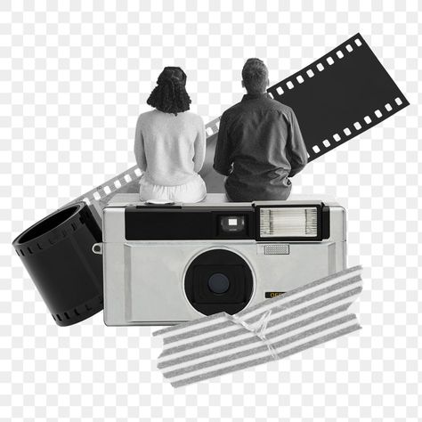 Film Png Aesthetic, Bw Design, Film Collage, Film Png, Collage Png, Camera Png, Couple Png, Video Collage, Couple Vintage