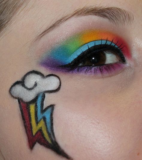 Rainbow Dash Cosplay Ideas, Rainbow Dash Cosplay Makeup, Rainbow Dash Makeup, Mlp Makeup, My Little Pony Makeup, Rainbow Dash Cosplay, Makeup Unicorn, Rainbow Dash Costume, Unicorn Makeup Halloween