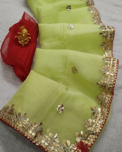 Gota patti Handwork Pyore Organza Zari fabric❤❤❤❤ Gota Patti Saree All Over Same work Border ⚡All Over small motifs+ border on all over ⚡ Zari Blouse of Contrasts ⚡ Jaipuri Single Colour hand Dai ⚡ Zari Pallu of Waiving 💯💯% Granted Organza zari Fabric Ready to ship 👌👌Nice Saree Complated With Roll Press👌👌👌 Ready to ship 1750+ shipping WhatsApp 8112202647 Gotapatti Work, Small Motifs, Gota Patti Saree, Colour Combinations Fashion, Wedding Saree Collection, Anklet Designs, Wedding Saree, Indian Saree, Work Sarees