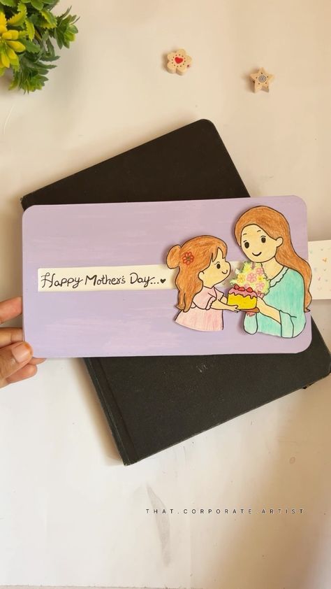 Jo🦋 | Art | Diy Gifts | Mothers day slider card tutorial 💕 Cute gift idea for mother’s day Save it for future 📍 Follow @that.corporate.artist for cute gift… | Instagram Diy Slider Card, Slider Cards Tutorial How To Make, Mothers Day Cards Diy Handmade, Cute Gift Ideas Diy, Eid Diy, Diy Gifts Handmade, Paper Crafts Easy, Gift Idea For Mother, Love Paper Crafts