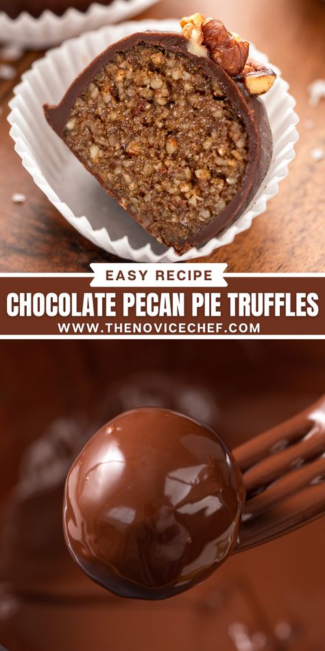 Pecan Pie Truffles, Bourbon Pecan Pie, Chocolate Recipes Easy, Pecan Pie Filling, Chocolate Pecan Pie, Candy Truffles, Candy Recipes Homemade, Truffle Recipe, Chocolate Pecan