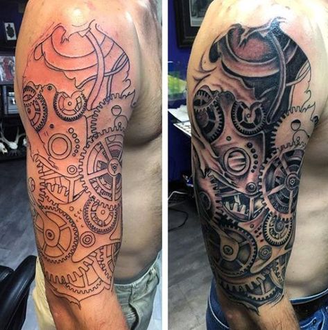 Mechanical Arm Tattoo, Steampunk Tattoo Design, Ripped Skin Tattoo, Gear Tattoo, Rip Tattoo, Steampunk Tattoo, Tatuagem Masculina Pequena, Mechanic Tattoo, Full Sleeve Tattoo Design