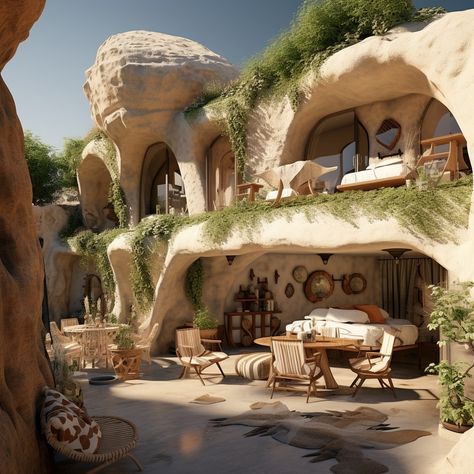 Guest houses in Neolithic caves Cave House Aesthetic, Neolithic Architecture, Cave Houses, Restaurant Layout, House Aesthetics, Architecture Styles, Dream Backyard Pool, Rock House, Cave Home