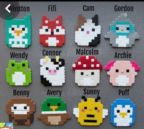 Squishmallows Crafts, Squishmallow Pixel Art, Bead Melting Patterns, Squishmallow Perler Bead Patterns, Melting Beads Ideas Easy, Preppy Perler Bead Ideas, Cute Fuse Beads Ideas, Perel Beads Ideas, Squishmallow Perler Beads