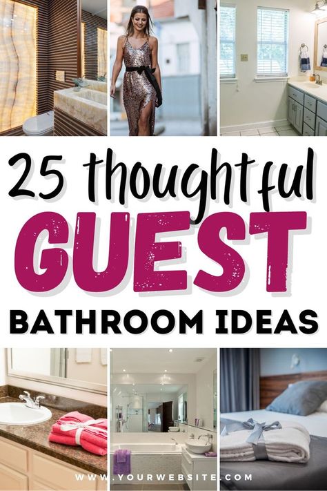 Are you looking for guest bathroom ideas to be a thoughtful host? This post shares 25 guest bathroom ideas that you can use to create a guest bathroom that people will love. Ideas include things like a full-sized mirror and soft fluffy towels. Also sharing small guest bathroom ideas, elegant guest bathroom ideas, and guest bathroom decor.