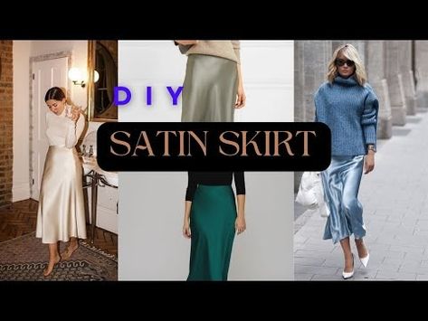 (1) How To Make Satin Skirt from Scratch//DIY Bias slip skirt (without zipper) |Beginner sewing project - YouTube Diy Satin Skirt, Satin Slip Skirt, Skirt Diy, Diy Skirt, Beginner Sewing, Slip Skirt, Sewing Projects For Beginners, Satin Slip, Satin Skirt