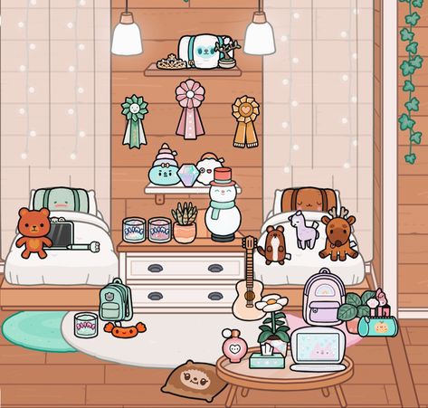 Toca Boca Twins Room Ideas Aesthetic, Cute Toca Boca Room Ideas For Twins, Toca Boca House Ideas Twins Room, Toca Boca Triplets Room, Twin Toca Boca Room Ideas, Twin Room Ideas Toca Boca, Toca Boca Room Ideas Big Family House Bedroom Twins, Toca Boca Twins Room, Toca Boca Twin Room Ideas