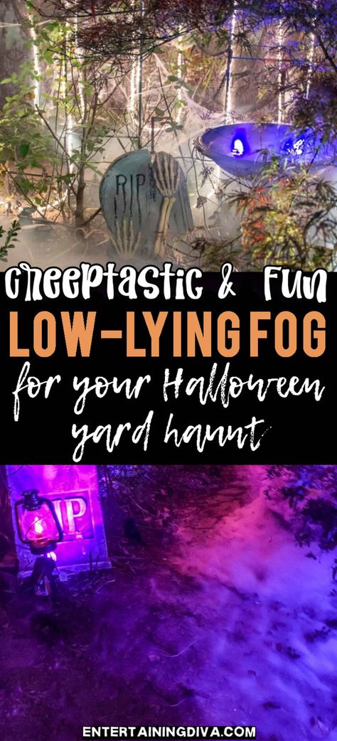 Creeptastic And Fun Low-lying Fog For Your Halloween Yard Haunt Low Lying Fog Machine, How To Make Fog Without Fog Machine, Fog Machine Photoshoot, Diy Fog Machine, Diy Fog, Halloween Yard Haunt, Diy Halloween Bottles, Halloween Scene Setters, Low Lying Fog