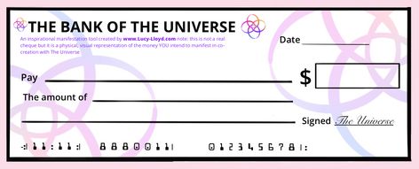 Check From Universe, Blank Check For Vision Board, Manifestation Blank Check, Check For Vision Board, 100000 Check, Blank Check Template, Manifestation Check, Play Printables, Safety Plan