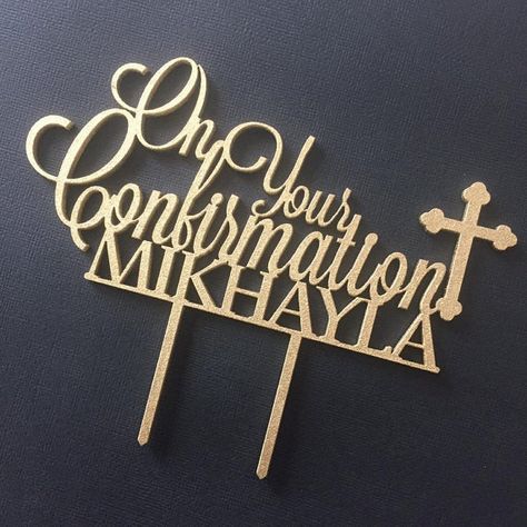 On Your Confirmation Cake Topper Cake by SugarBooBespokeGifts Baptismal Cakes, Boo Cake, Confirmation Cake Topper, Cross Cake Topper, Confirmation Cake, Cross Cake, Confirmation Party, Cross Cakes, Religious Cakes