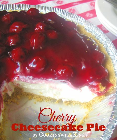 A Southern July 4th Tradition! Mother's Cherry Cheesecake Pie {Granny's Recipe} Cherry Cheesecake Pie, Cherry Cream Cheese Pie, Lemon Icebox Pie, No Bake Cherry Cheesecake, Icebox Pie, Cream Cheese Pie, Cheesecake Pie, Baked Cheesecake Recipe, Cheese Pies