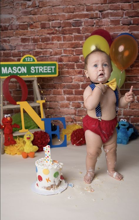 Sesame Street First Birthday Pictures, Elmo Cake Smash Photography, Elmo Birthday Photo Shoot, Sesame Street 1st Birthday Photoshoot, Sesame Street Smash Cake 1st Birthdays, Elmo First Birthday Photoshoot, Sesame Street Birthday Photo Shoot, Elmo Photo Shoot Ideas, Elmo Photoshoot