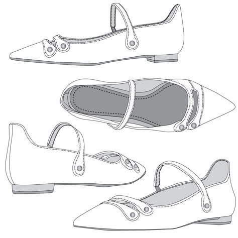 Fashion Flat Template, White Sketches, Women's Ballet Flats, Portfolio Fashion, Flat Drawings, Shoe Sketches, Shoes Illustration, Flat Sketches, Shoe Design Sketches