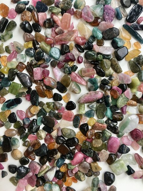 Crystal Aesthetic, Crystal Chips, Text Art, Tourmaline Crystal, Natural Forms, Tumbled Stones, Color Pallets, Tumbling, Crystals And Gemstones