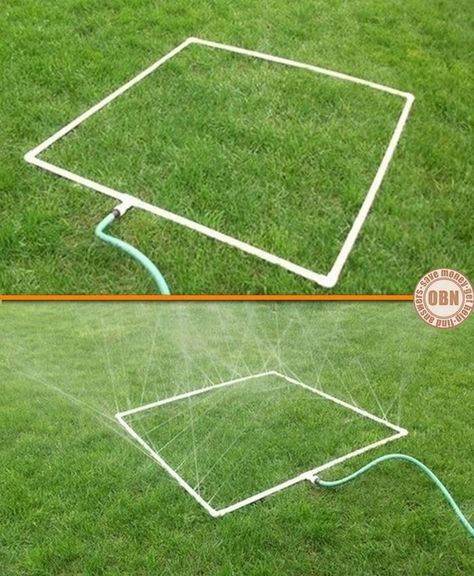 PVC Sprinkler --- wonder if it could be made more like a soaker than a sprinkler? Sprinkler Cover Ideas, Pvc Sprinkler, Homemade Sprinkler, Dog Sprinkler, Garden Ideas Diy Cheap, Pvc Pipe Projects, Outdoor Dog Bed, Pvc Projects, Garden Ideas Cheap