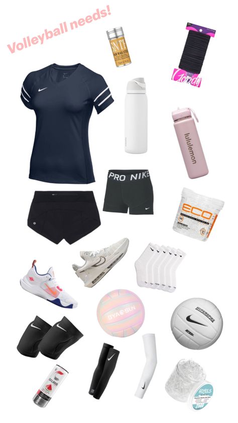 All the essentials for volleyball Volleyball Must Haves, Bag Essentials List, Volleyball Essentials, Volleyball Kit, Volleyball Bag, Volleyball Practice, Essentials List, Bag Essentials, Volleyball Team