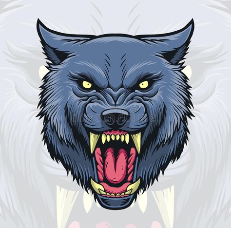 Wolf Head Illustration, Wolf Head Drawing, Wolf Vector, Nature Cartoon, Dog Nature, Angry Wolf, Head Illustration, Head Drawing, Wolf Stuff