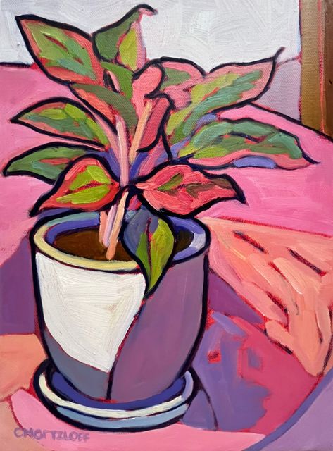 "Cabana Plant" The Color Pink, Abstract Flower Art, Gouache Art, Still Life Oil Painting, Plant Painting, Painting Still Life, Abstract Flower, Still Life Art, Pink Sand