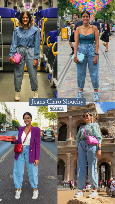 Balloon Jeans Outfit Street Style, Outfit Feria Casual, Balloon Jeans Outfit, Balloon Pants Outfit, Slouchy Outfit, Warm Spring Outfits, Casual Edgy, Outfits Con Jeans, Looks Jeans