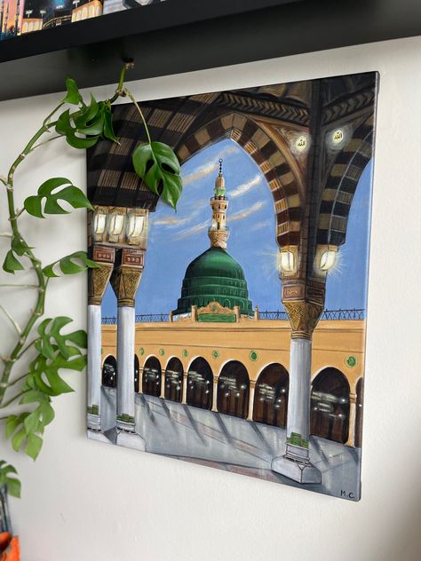 Masjid Nabawi Painting On Canvas, Masjid Painting Islamic Art, Islamic Paintings Wall Art, Mosque Painting Islamic Art, Madina Painting Islamic Art, Mosque Art Painting, Madinah Painting, Masjid Nabawi Painting, Madina Painting