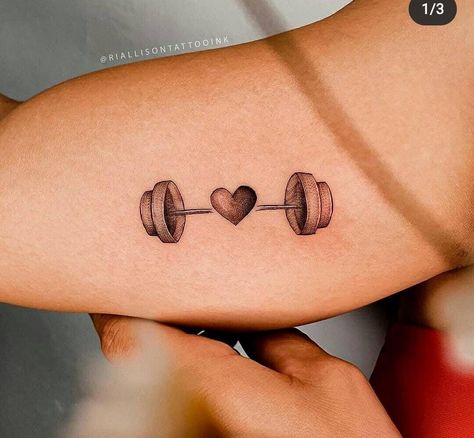 Dumbbell Tattoo, Simple Lion Tattoo, Tatoo Rose, Strong Tattoos, Animal Tattoo Ideas, Coffee Tattoos, Cute Little Tattoos, Small Hand Tattoos, Fitness Tattoos