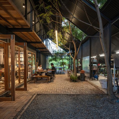 Artist Cabin, Maker Studio, Architects Studio, Architectural Design Studio, Corrugated Metal Roof, Small Workspace, Internal Courtyard, Forest Design, Lombok